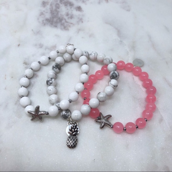 ๐7XHP๐ Silver Stretch Bracelet-Pink, Starfish - Picture 4 of 4